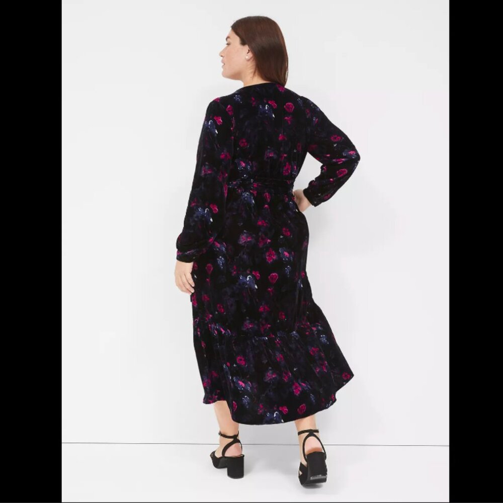Lane Bryant Velour Faux Wrap Midi Dress Size 16 - Picture 2 of 5